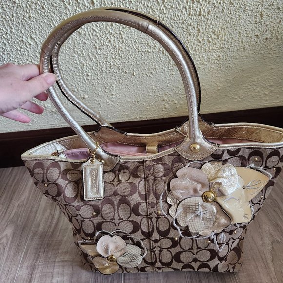 Vintage Coach Bleeker Floral Applique Satchel Handbag Purse - Picture 3 of 12